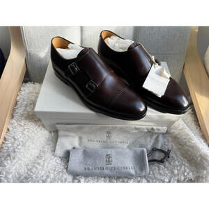 BRAND NEW Brunello Cucinelli  Leather Double Monk Strap Dress Shoes Size 41